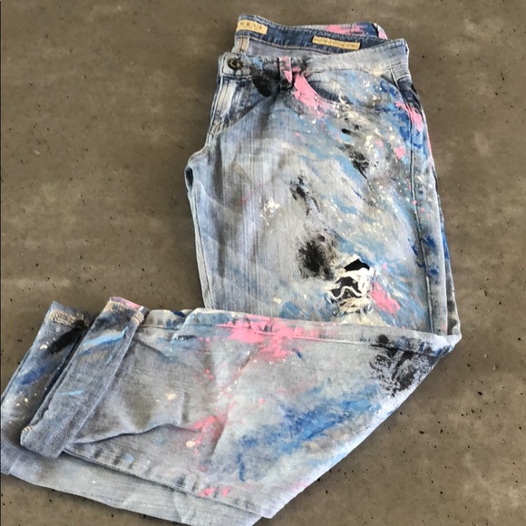 Guess Denim - Unique Hand painted guess boyfriend jeans size 27